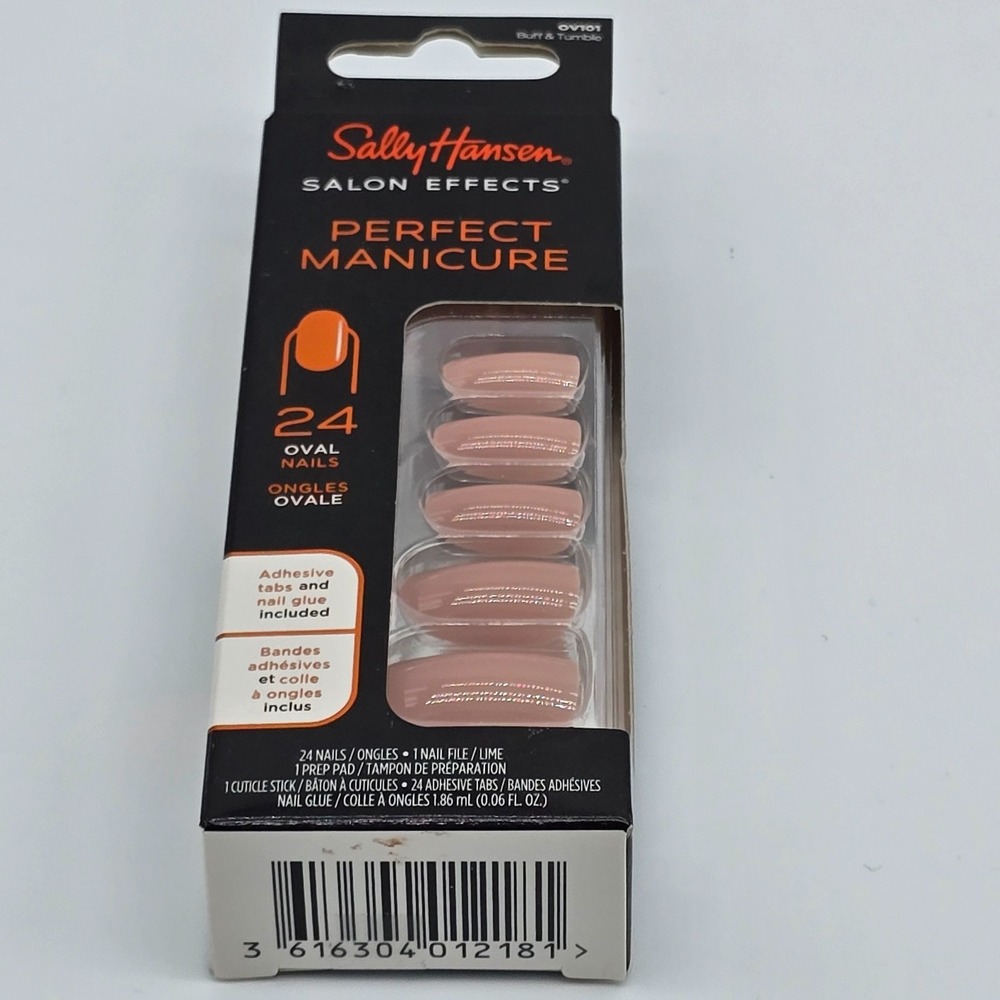 Sally Hansen Salon Effects OV101 Buff & Tumble Oval Press On Nails 24 New